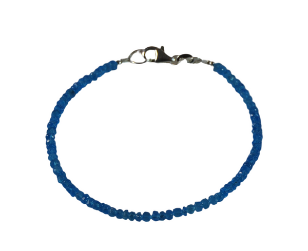 Blue Apatite Healing Gemstone Bracelet Jewelry, Handmade Stacking Stone