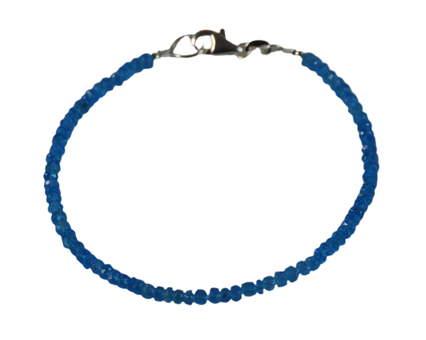 Blue Apatite Healing Gemstone Bracelet Jewelry, Handmade Stacking Stone