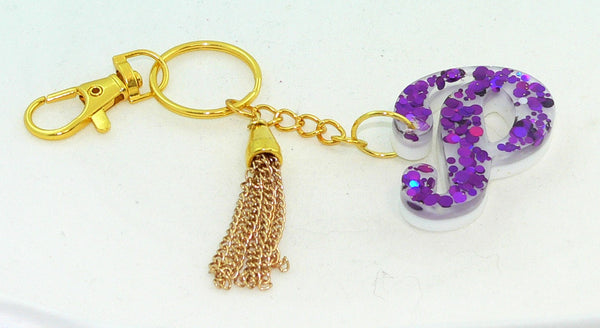 Personalized Holographic Purple Dot Confetti Keychain: Glittery Bag Charm for Purse or Backpack