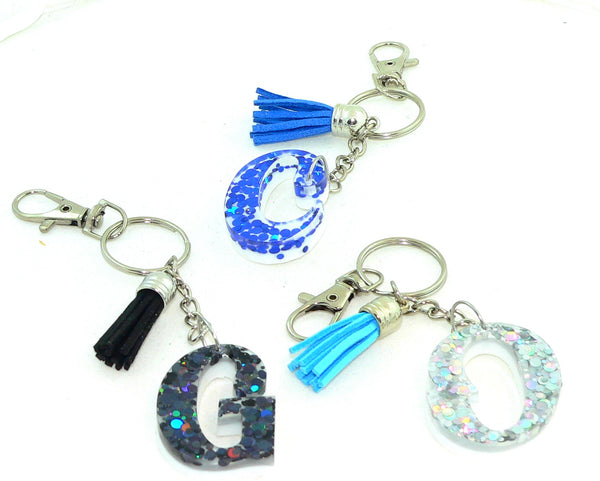 Personalized Holographic Blue Dot Confetti Keychain: Glittery Bag Charm for Purse or Backpack