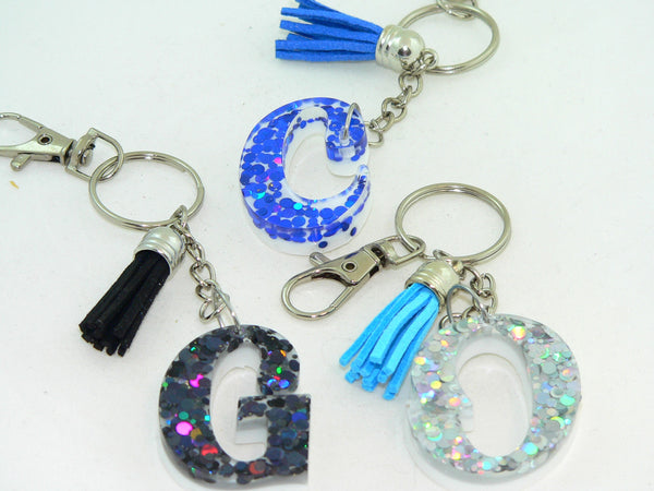 Personalized Holographic Blue Dot Confetti Keychain: Glittery Bag Charm for Purse or Backpack