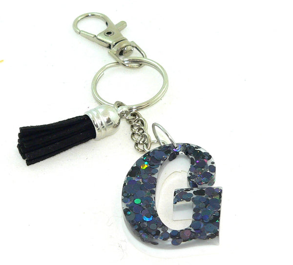 Personalized Holographic Confetti Keychain: Glittery Bag Charm for Purse or Backpack Black Dots