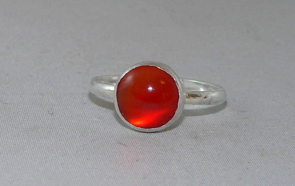 Elegant Sterling Silver Carnelian Ring - 6mm Natural Gemstone Jewelry for Anniversary or Special Occasion