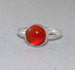 Elegant Sterling Silver Carnelian Ring - 6mm Natural Gemstone Jewelry for Anniversary or Special Occasion