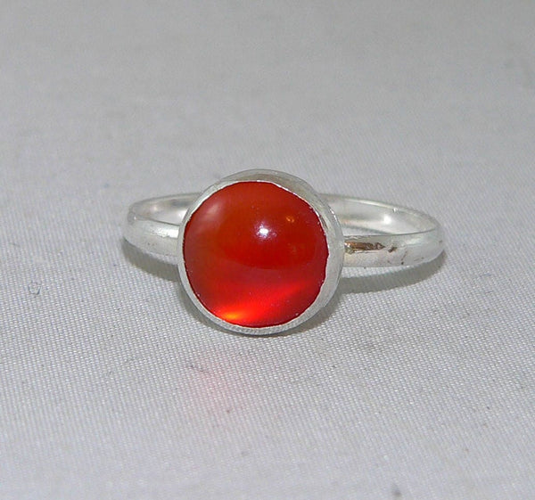 Elegant Sterling Silver Carnelian Ring - 6mm Natural Gemstone Jewelry for Anniversary or Special Occasion