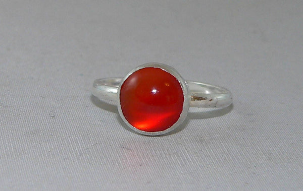 Elegant Sterling Silver Carnelian Ring - 6mm Natural Gemstone Jewelry for Anniversary or Special Occasion