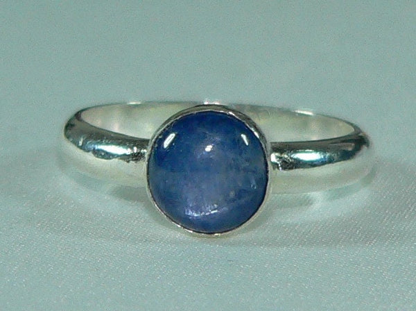 Handcrafted Blue Kyanite Sterling Silver Stacking Ring - Boho Chic Gemstone Jewelry (Size 6-9)