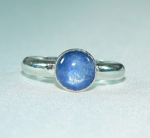 Handcrafted Blue Kyanite Sterling Silver Stacking Ring - Boho Chic Gemstone Jewelry (Size 6-9)