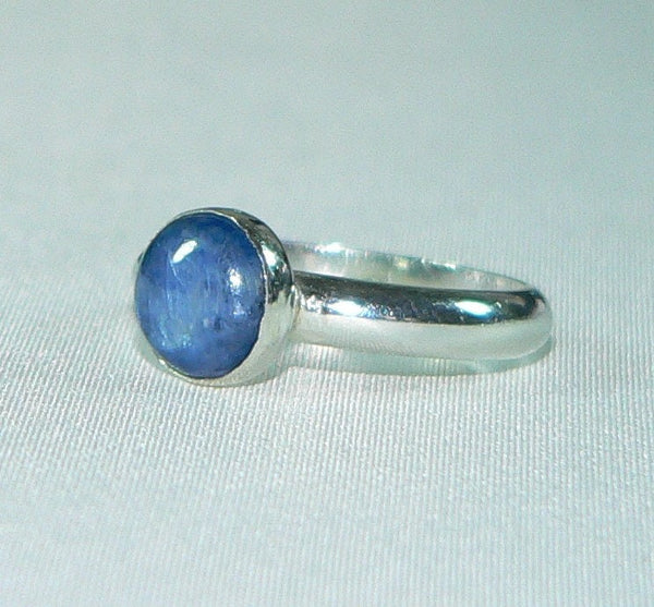 Handcrafted Blue Kyanite Sterling Silver Stacking Ring - Boho Chic Gemstone Jewelry (Size 6-9)