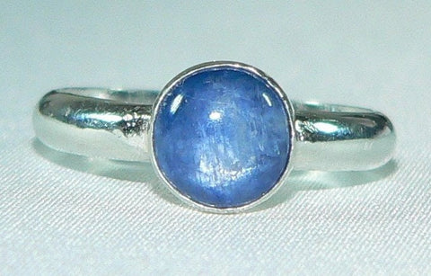 Handcrafted Blue Kyanite Sterling Silver Stacking Ring - Boho Chic Gemstone Jewelry (Size 6-9)