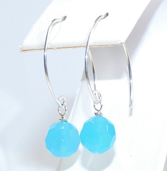 Caribbean Blue Chalcedony Earrings Chalcedony Earrings Faceted Chalcedony Earrings. Natural Chalcedony Earrings