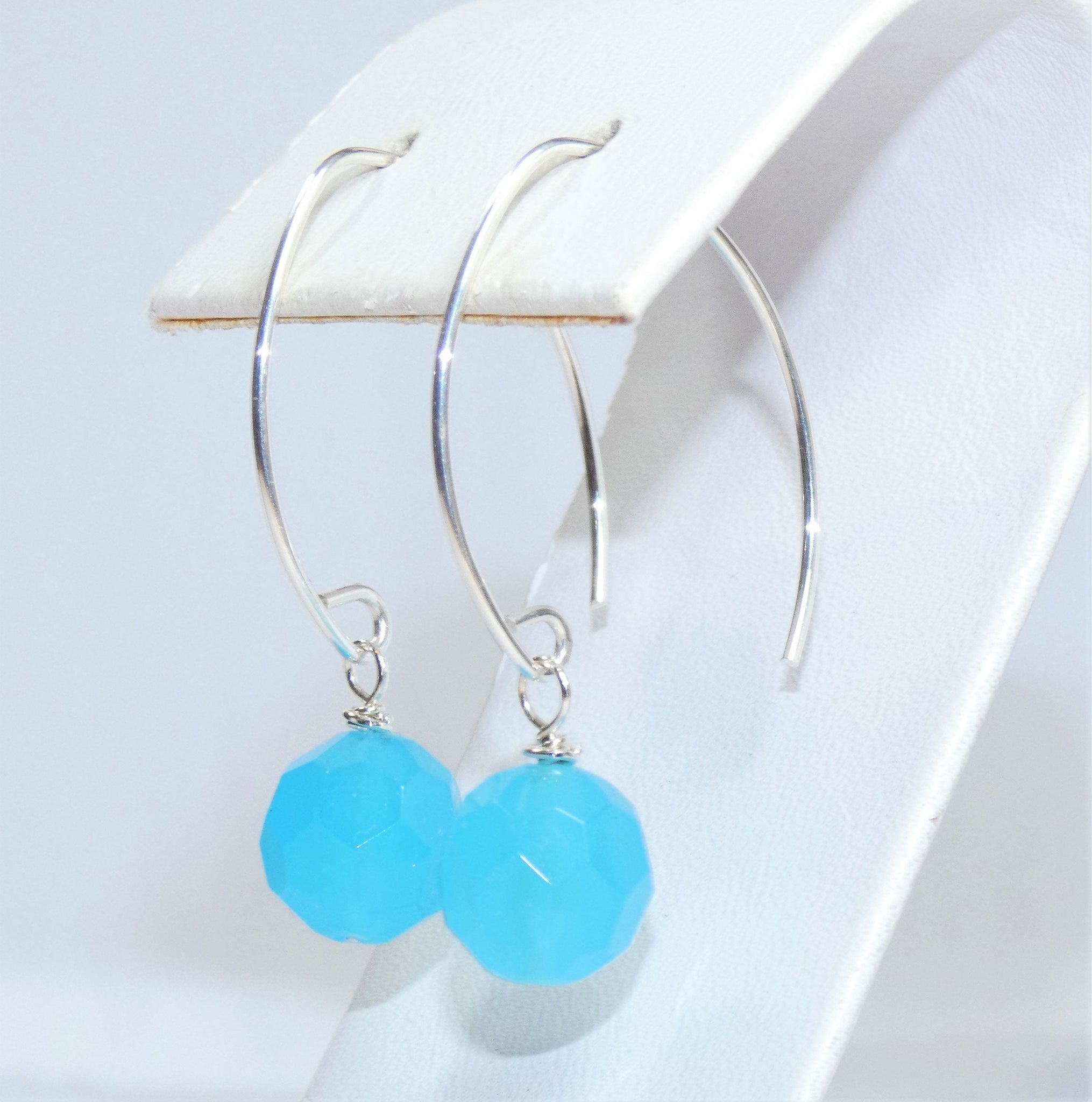 Caribbean Blue Chalcedony Earrings Chalcedony Earrings Faceted Chalcedony Earrings. Natural Chalcedony Earrings