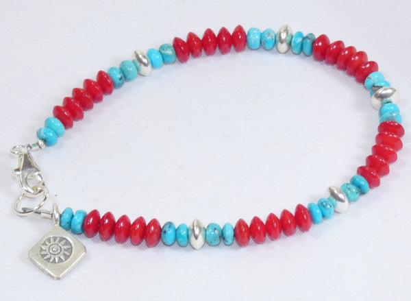 Carolina Sundance Turquoise Coral Bracelet Sleeping Beauty Turquoise Coral Bracelet