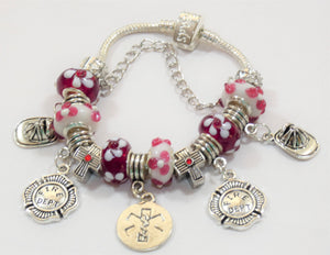 Artisan Murano Charm Bracelet for Firefighters and Paramedics