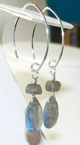 Faceted Blue Flash Labradorite Briolette Earrings - Spectrolite Teardrop Jewelry with Healing Properties