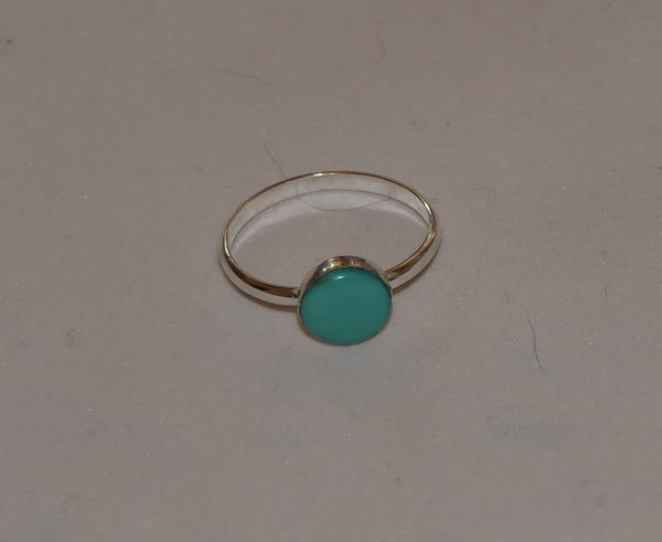 Genuine Kingman Turquoise Unisex Sterling Silver Boho Stacking Ring - Custom Sizes 6-10