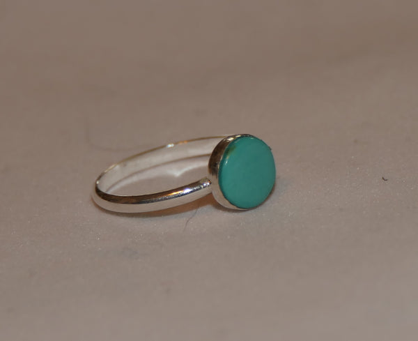 Genuine Kingman Turquoise Unisex Sterling Silver Boho Stacking Ring - Custom Sizes 6-10