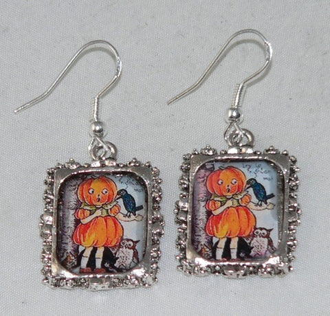 Nostalgic Pumpkin Jewelry Earrings for Her Halloween Celebration Vintage Pumpkin Postcards Jewelry Halloween Gift For Her Halloween Earrings