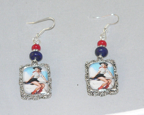 Alice In Wonderland Altered Art Earrings Cheshire Cat Earrings Handcrafted Cheshire Cat Artisan Earrings with Alice in Wonderland Theme