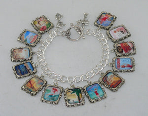 Retro Artisan Charm Bracelet with Vintage California Beach Vibes Vintage California Altered Art Bracelet