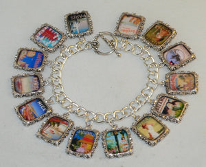 Retro Vintage Altered Art World Travel Charm Bracelet Original Design Retro Gift For Her Altered Art Travel Bracelet