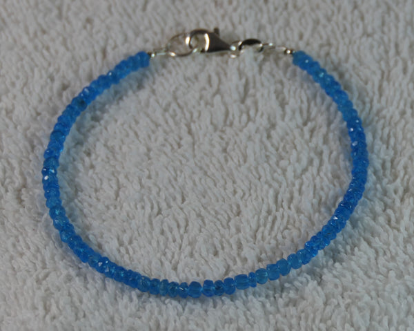 Blue Apatite Healing Gemstone Bracelet Jewelry, Handmade Stacking Stone