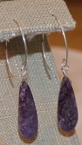 Carolina Sundance CHAROITE Briolette Earrings Sterling Silver Almond Shaped Ear Wires OR Lever Backs