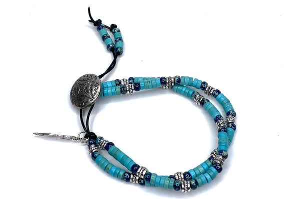 Turquoise Lapis Southwestern Leather Bracelet