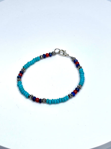 Turquoise Lapis Coral Southwestern Style Bracelet