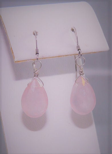 Pink Briolette Rose Quartz Earrings