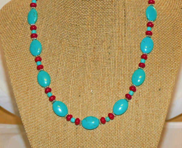 Carolina Sundance Turquoise Coral Bali Style Necklace