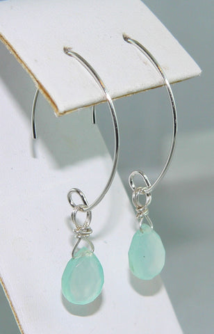 Carolina Shores Sea Foam Green Chalcedony Briolette Earrings