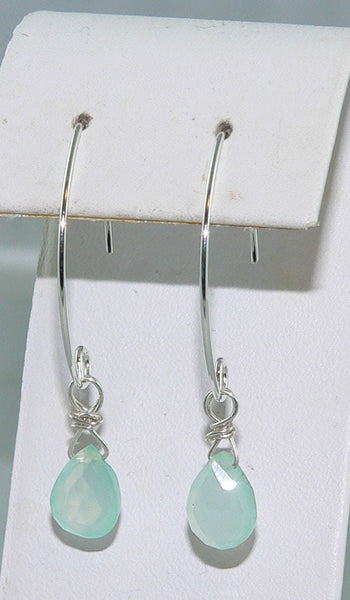 Carolina Shores Sea Foam Green Chalcedony Briolette Earrings
