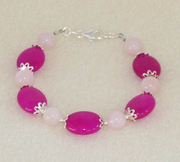 Fuchsia Jade Rose Quartz Bracelet