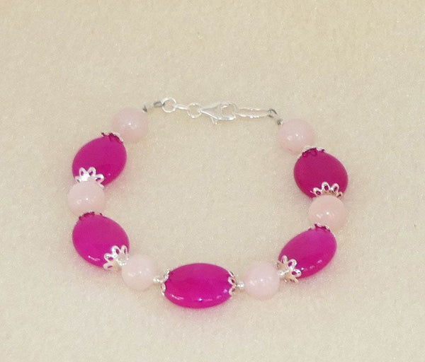 Fuchsia Jade Rose Quartz Bracelet