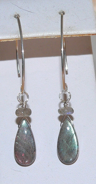 Dew Drops Labradorite Teardrop Earrings