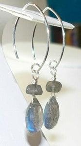Blue Flash Labradorite Briolette Earrings