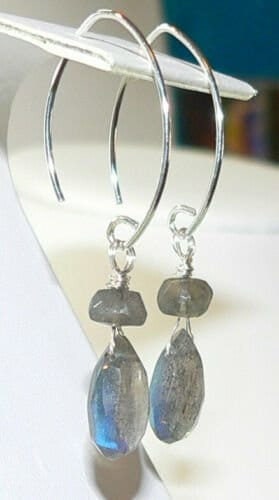 Blue Flash Labradorite Briolette Earrings