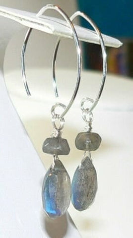 Blue Flash Labradorite Briolette Earrings