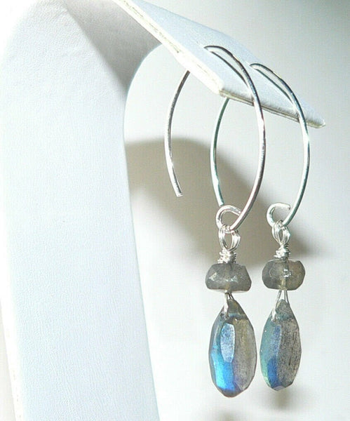 Blue Flash Labradorite Briolette Earrings