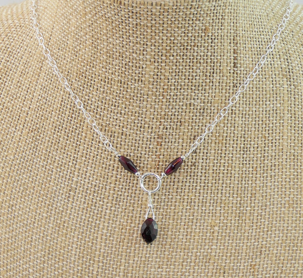 Gorgeous Garnet Briolette Minimalist Necklace