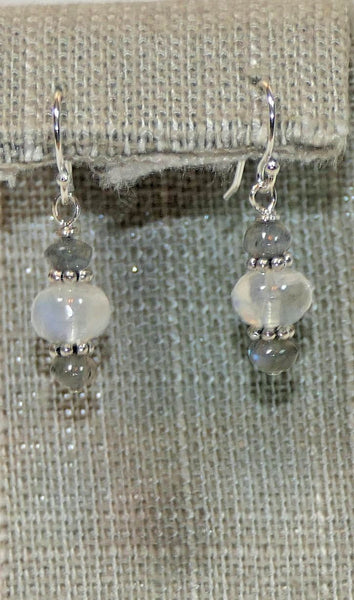 Carolina Blue Flash Moonstone Earrings