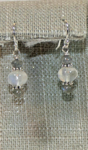 Carolina Blue Flash Moonstone Earrings