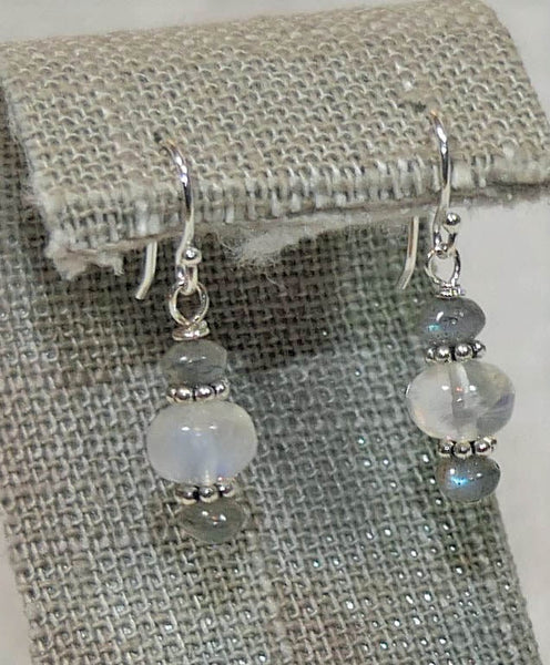 Carolina Blue Flash Moonstone Earrings