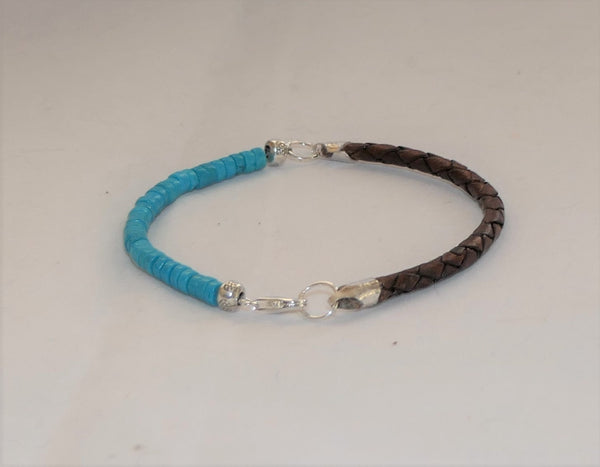 Turquoise Beaded Leather Bracelet