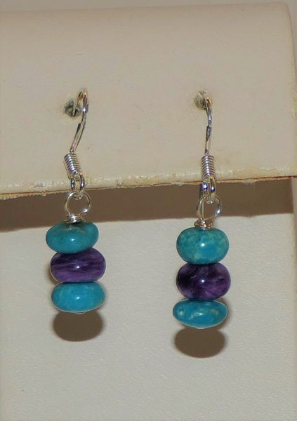 Sleeping Beauty Turquoise Sugilite Earrings