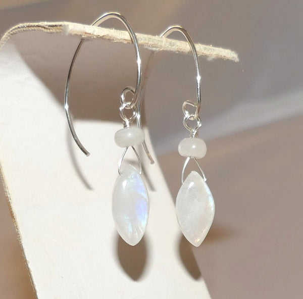 Rainbow Moonstone Marquise Earrings