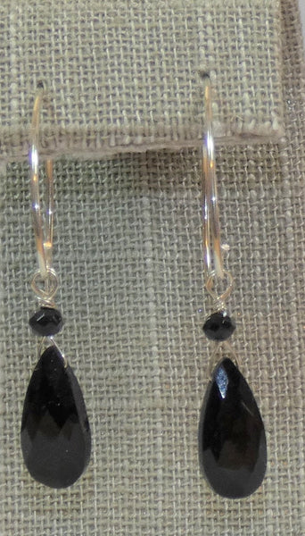 Onyx Spinel Teardrop Earrings