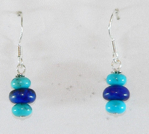 Genuine Natural Turquoise Lapis Earrings