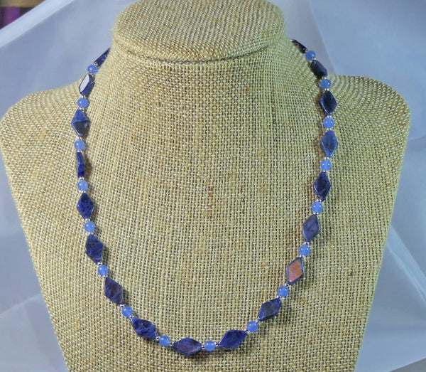 Sodalite Blue Agate Sterling Silver Necklace